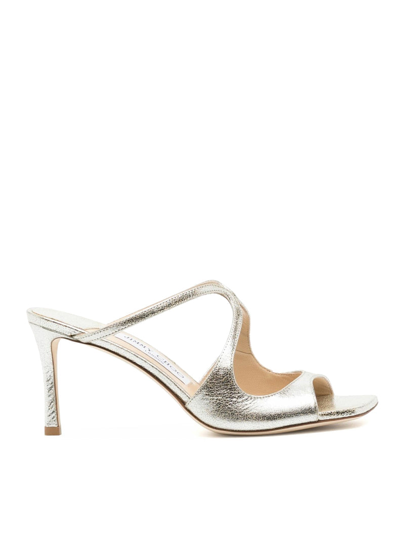 Jimmy Choo Women Champagne Laminated Leather Clogs JIMMY CHOO