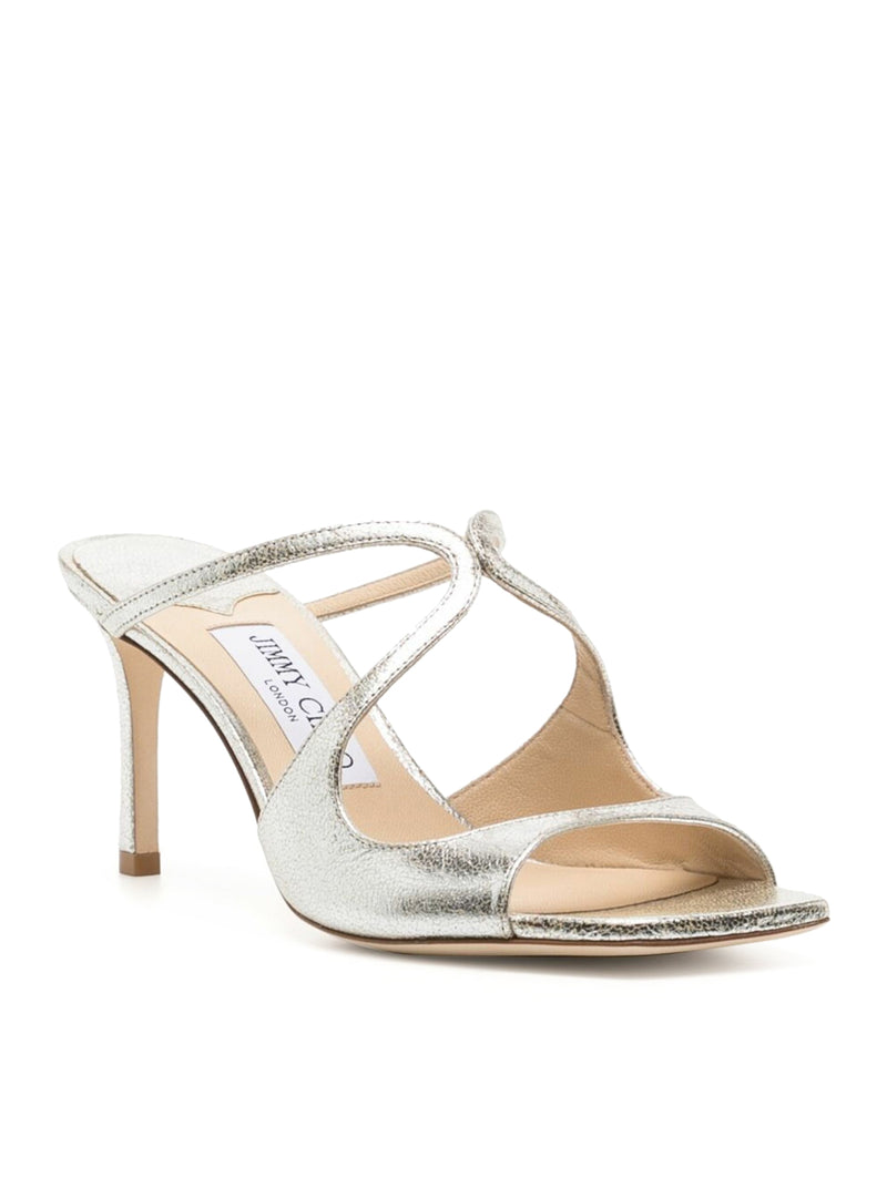 Jimmy Choo Women Champagne Laminated Leather Clogs JIMMY CHOO