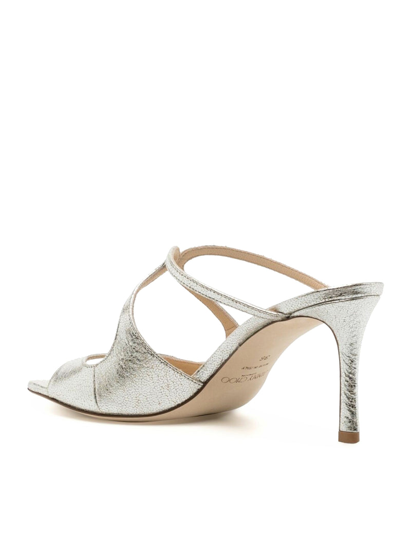 Jimmy Choo Women Champagne Laminated Leather Clogs JIMMY CHOO