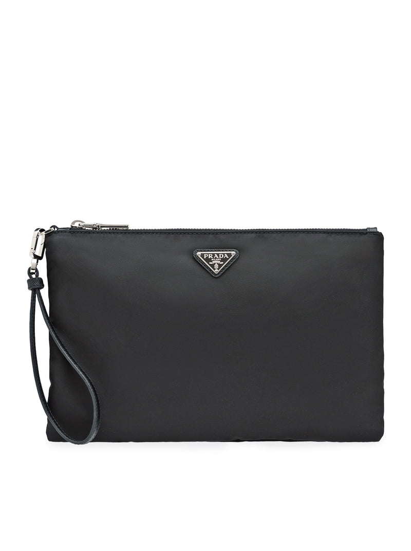 Prada Men Re-Nylon Pouch In Saffiano PRADA