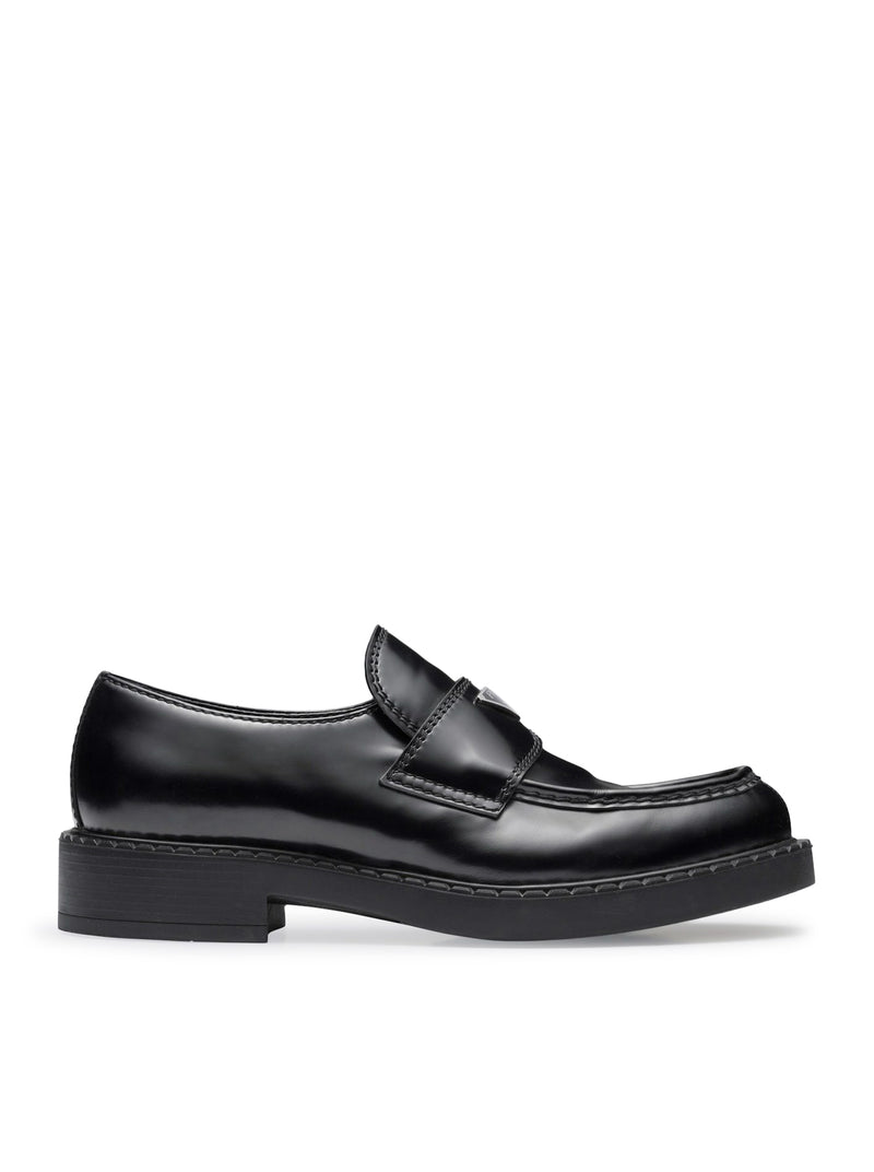 Prada Men Chocolate Brushed Leather Loafers PRADA