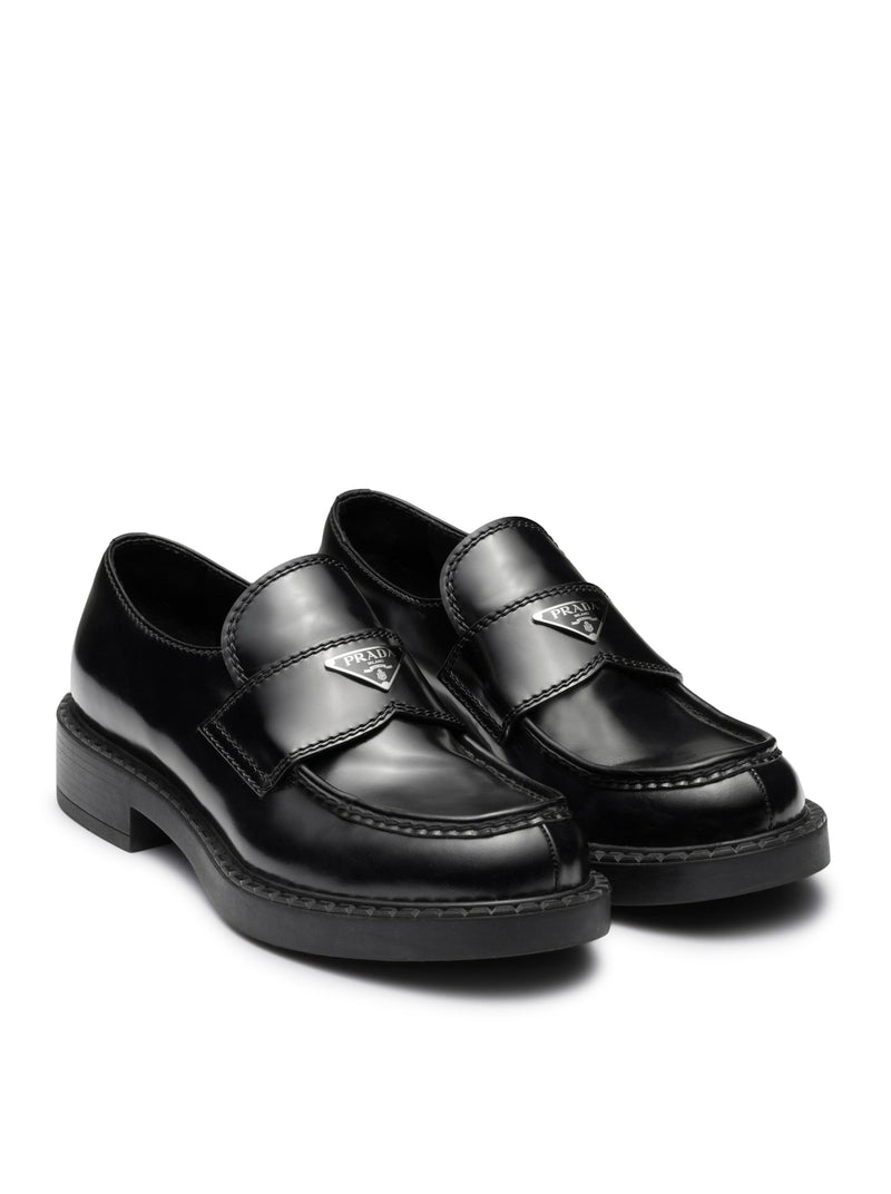 Prada Men Chocolate Brushed Leather Loafers PRADA