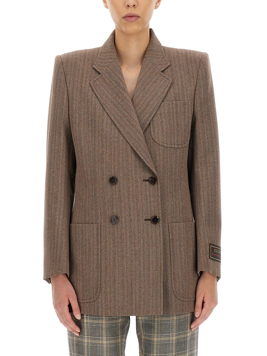 Gucci Women Herringbone Wool Jacket GUCCI