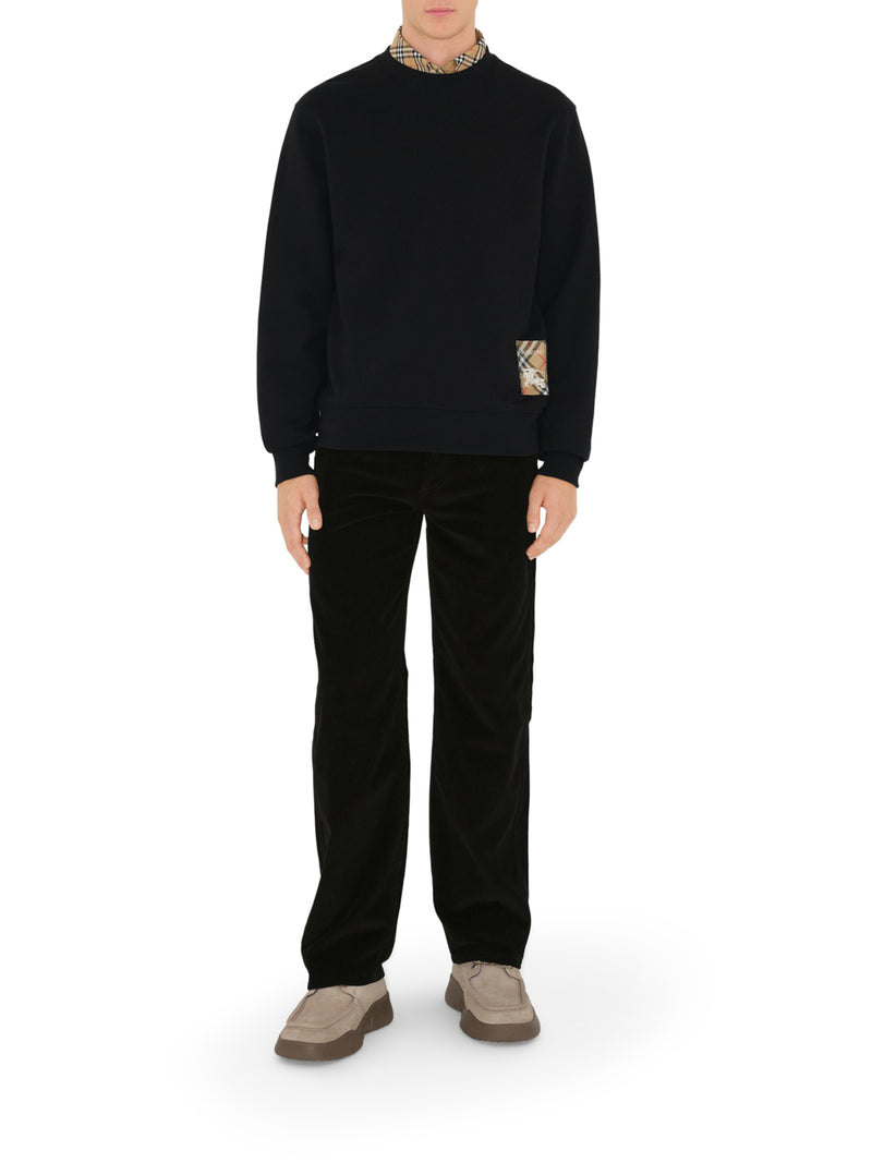 Burberry Men Cotton Sweatshirt With Check Application BURBERRY
