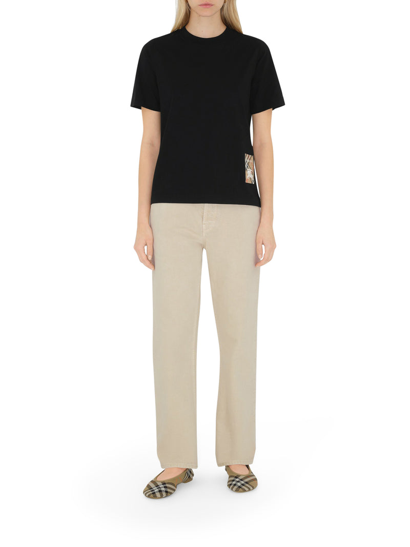 Burberry Women Cotton T-Shirt With Check Application BURBERRY