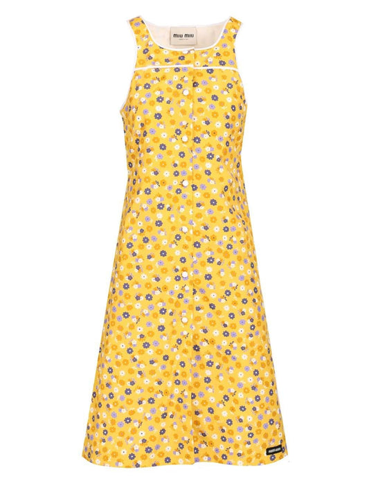 Miu Miu Women Floral Poplin Midi Dress MIU MIU
