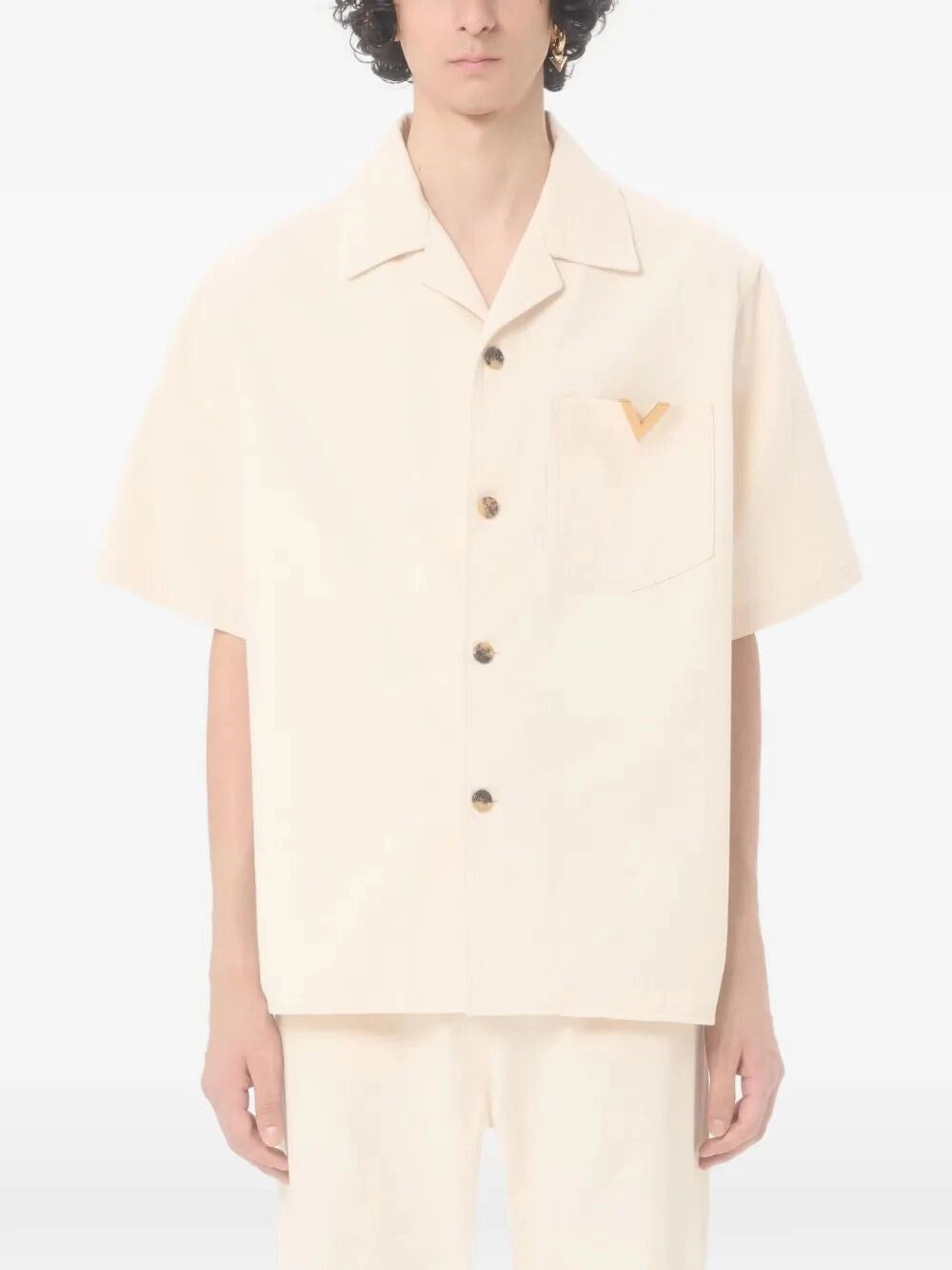 Valentino Garavani Men `Vgold` Denim Short Sleeve Shirt VALENTINO GARAVANI