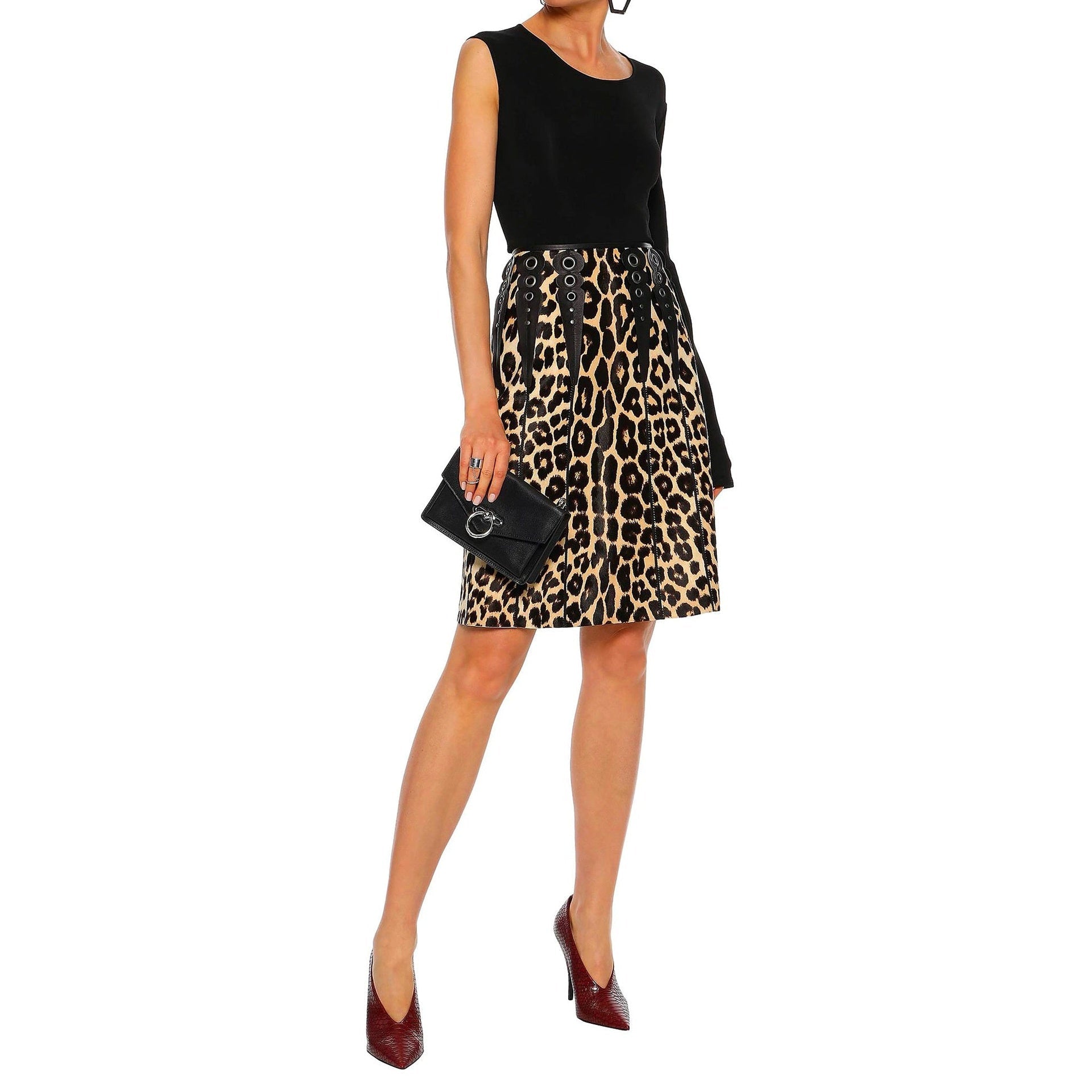 Bottega Veneta Leopard Print Calf Hair Skirt Women BOTTEGA VENETA