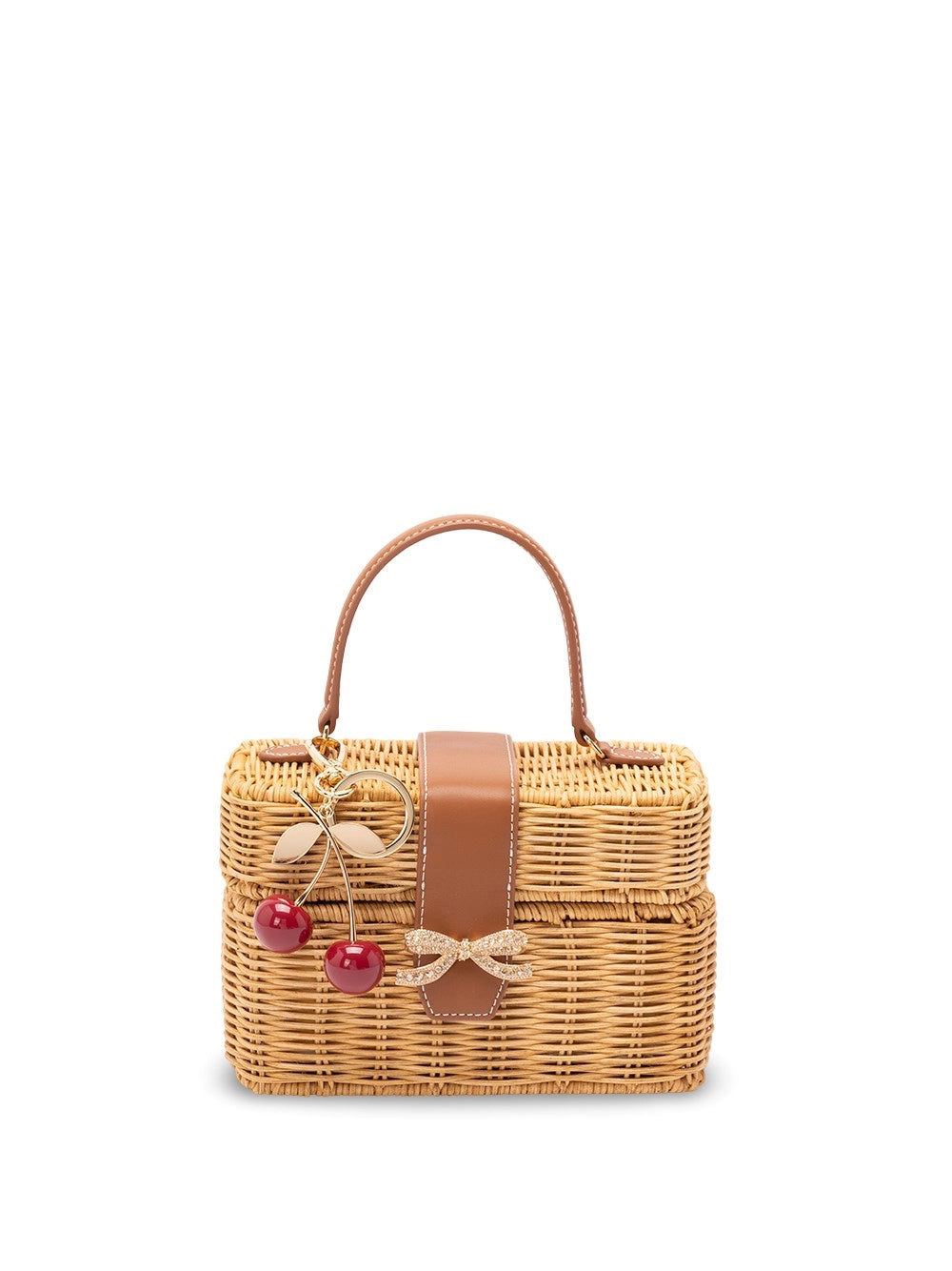 Self-Portrait Women Rattan Cherry Charm Mini Basket Bag