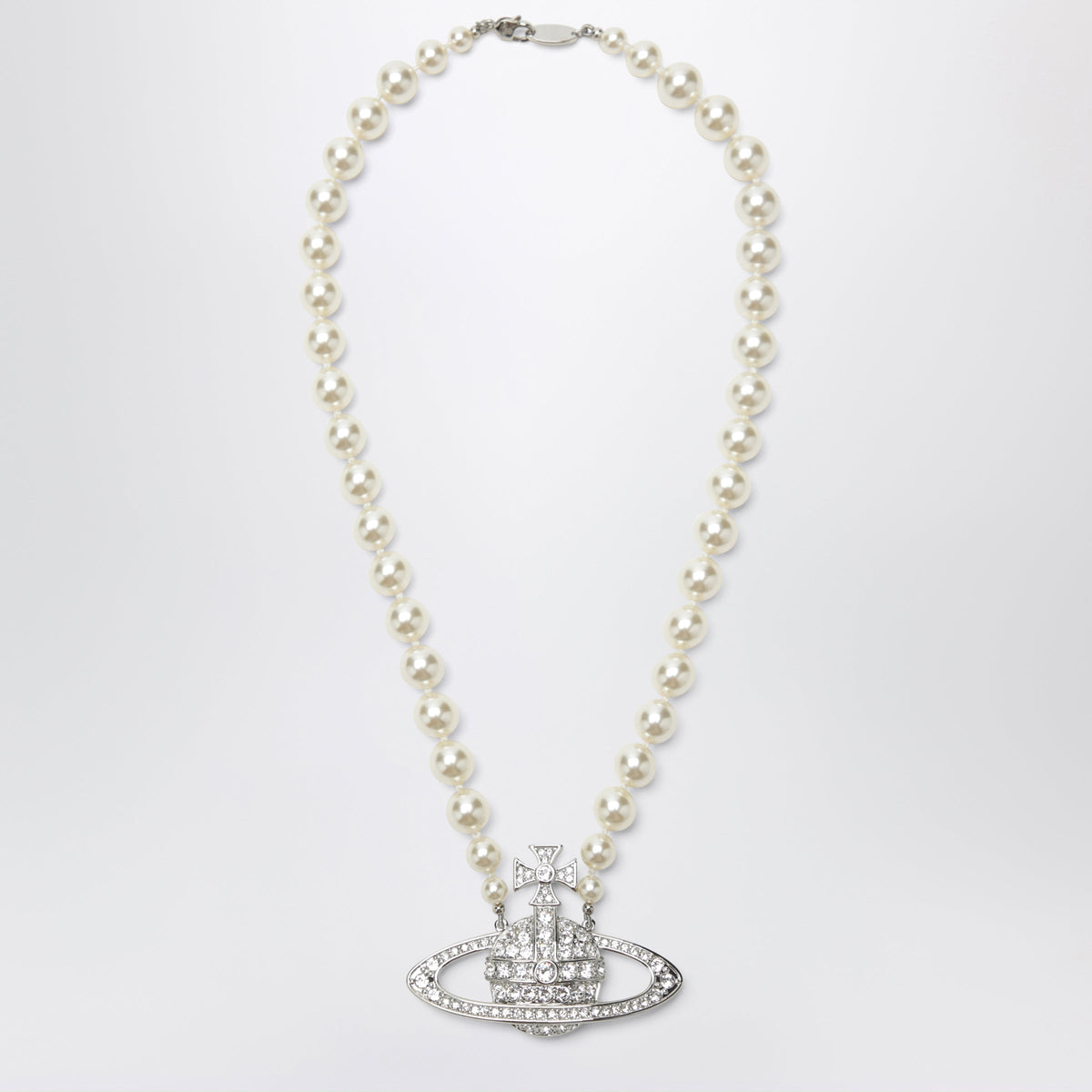 Vivienne Westwood Cream Pearl Necklace With Orb Logo Women VIVIENNE WESTWOOD