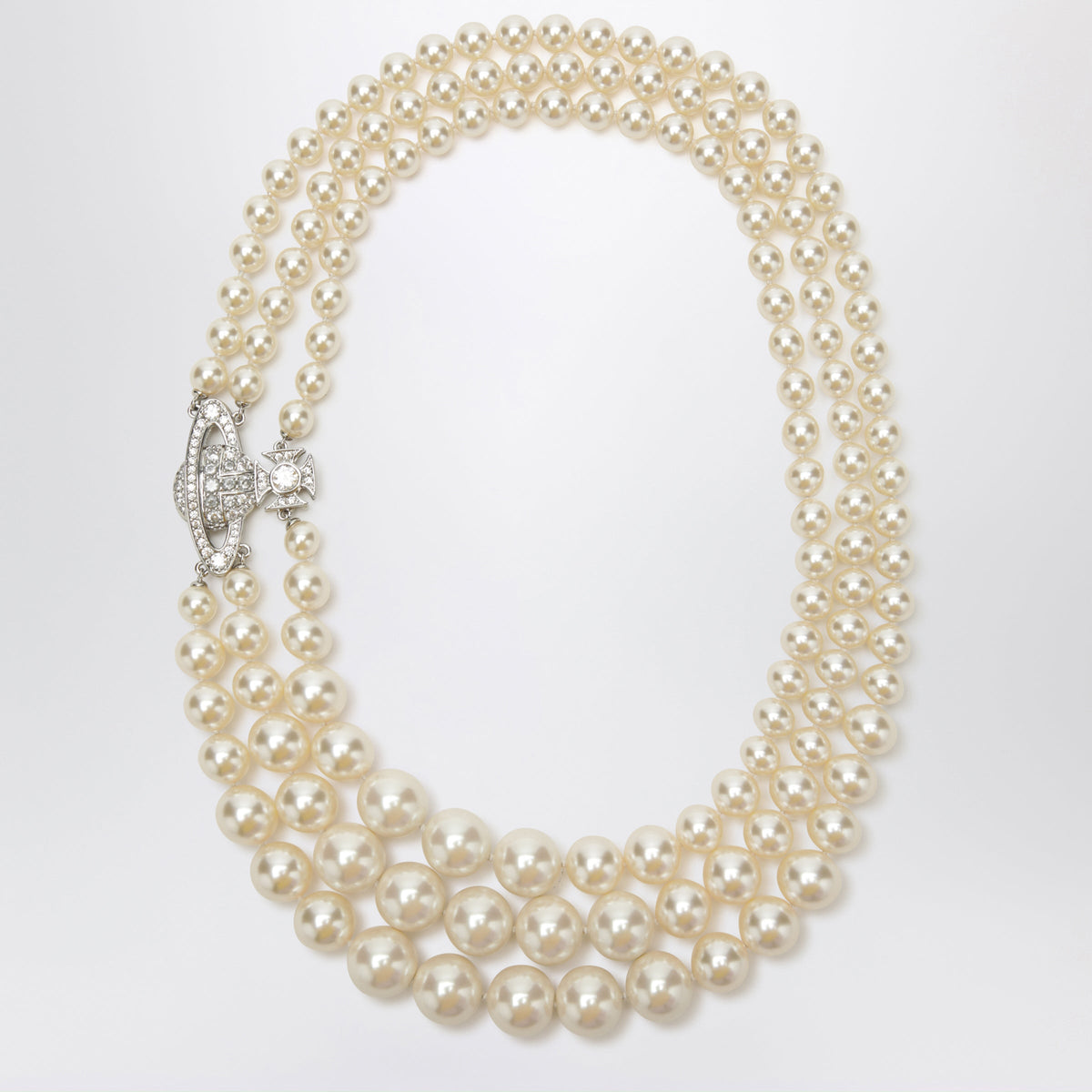 Vivienne Westwood Graziella Three-Strand Pearl Necklace With Orb Logo Women VIVIENNE WESTWOOD