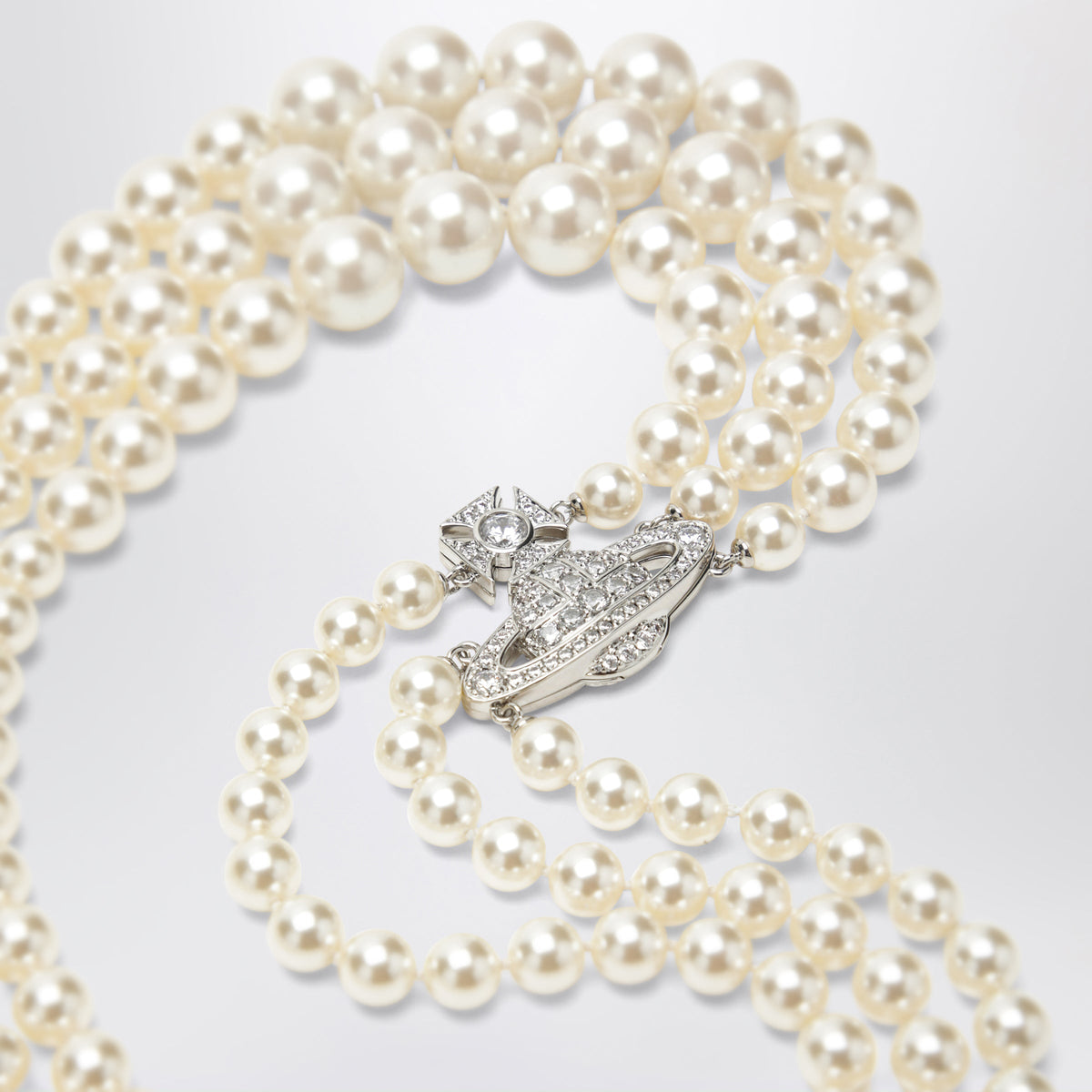 Vivienne Westwood Graziella Three-Strand Pearl Necklace With Orb Logo Women VIVIENNE WESTWOOD