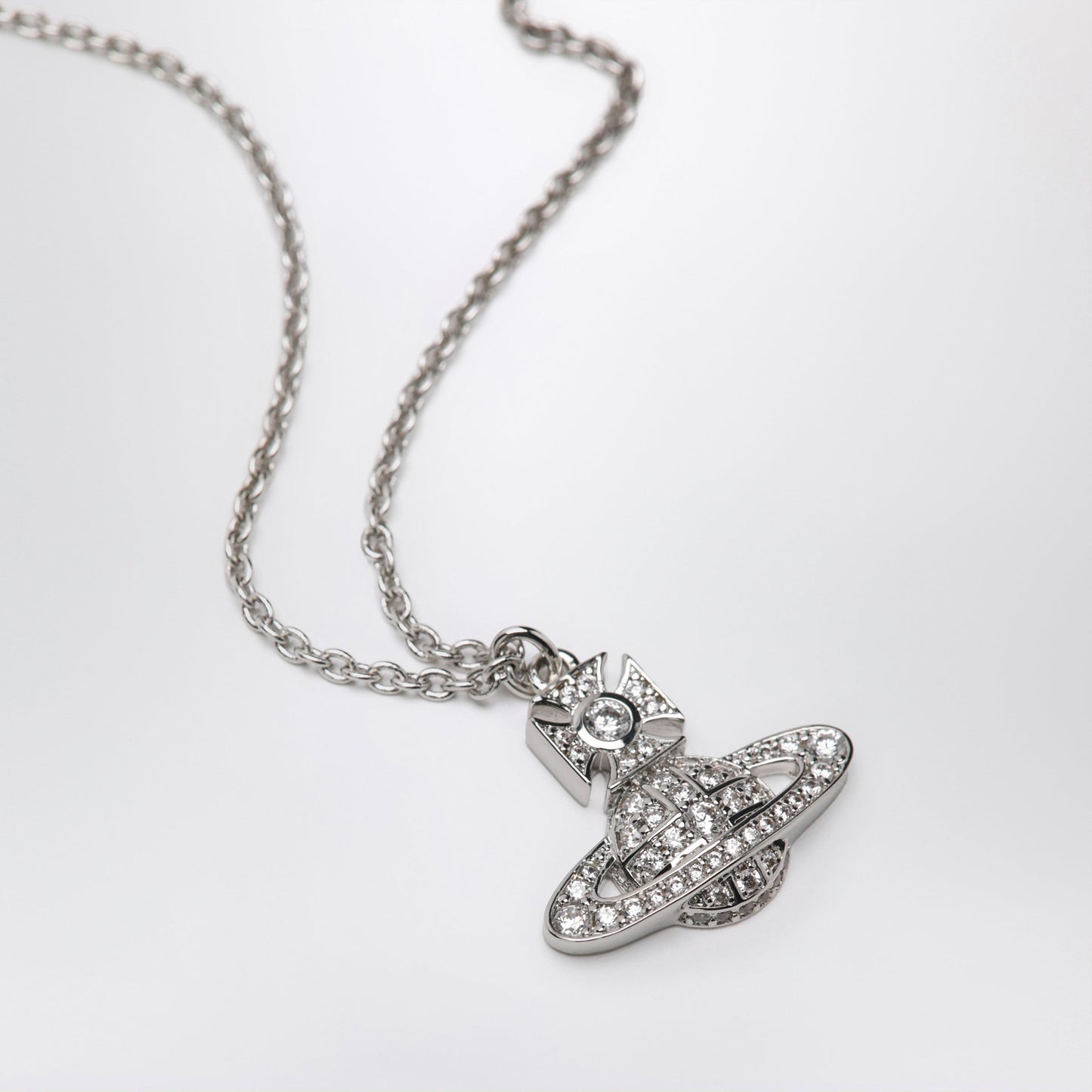Vivienne Westwood Orb Pendant Necklace In Platinum With Crystals Women VIVIENNE WESTWOOD