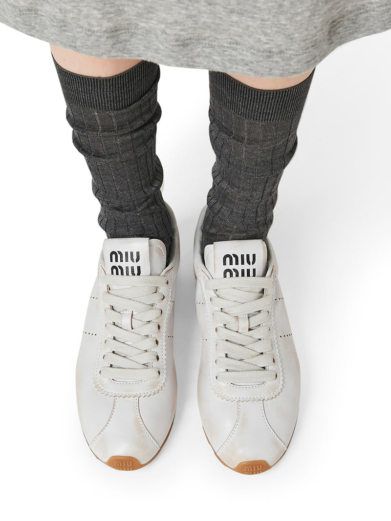 Miu Miu Women Plume Sneakers In Bleached Nappa MIU MIU
