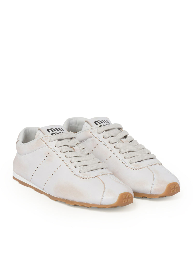 Miu Miu Women Plume Sneakers In Bleached Nappa MIU MIU