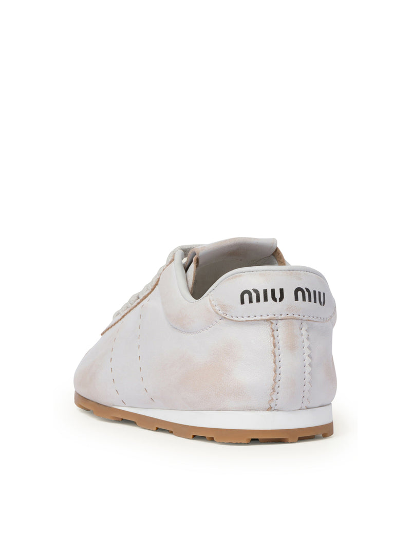 Miu Miu Women Plume Sneakers In Bleached Nappa MIU MIU