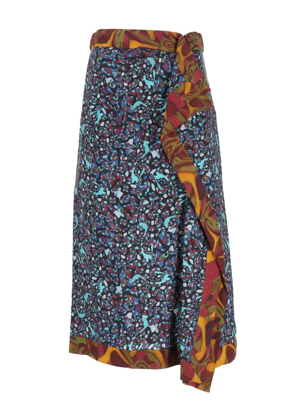 Dries Van Noten Women Draped Midi Viscose Skirt DRIES VAN NOTEN