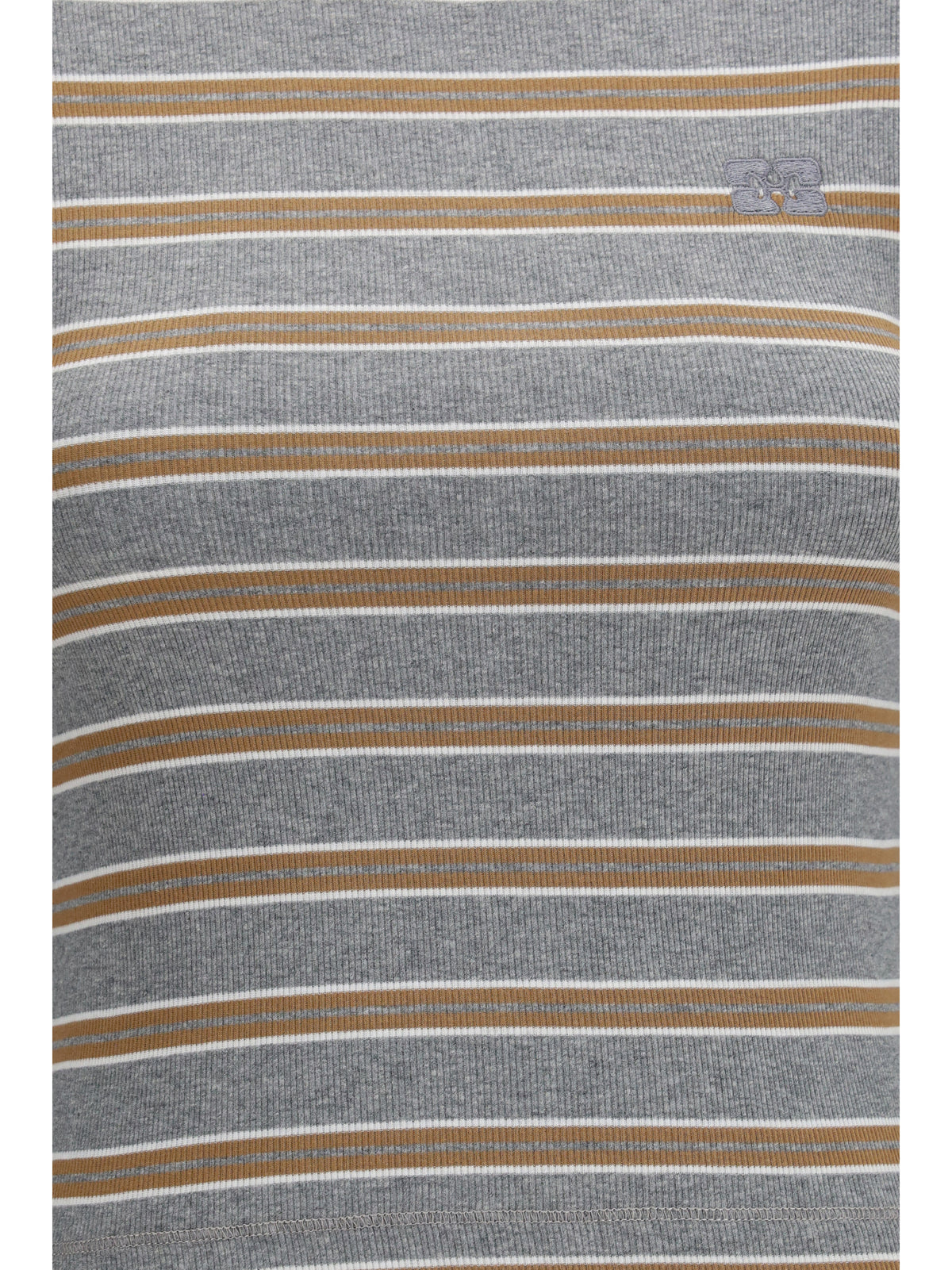 Ganni Women Double-Sleeve Striped Cotton T-Shirt GANNI