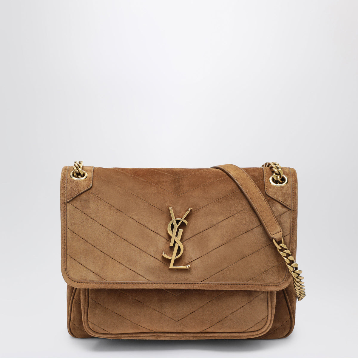 Saint Laurent Niki Medium Cognac Caramel Suede Bag Women SAINT LAURENT
