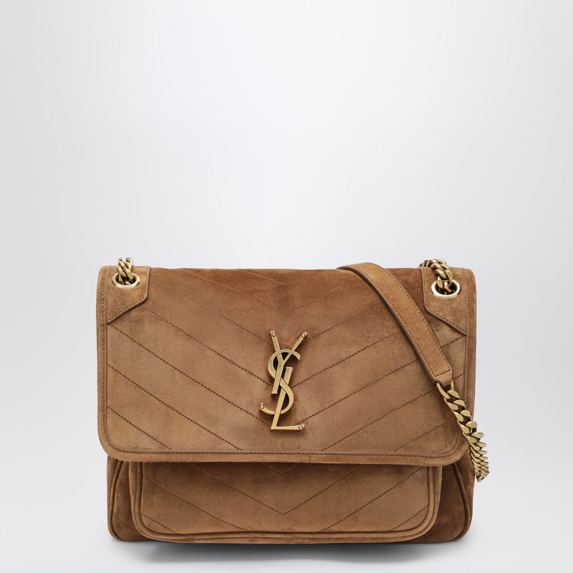 Saint Laurent Niki Medium Cognac Caramel Suede Bag Women SAINT LAURENT