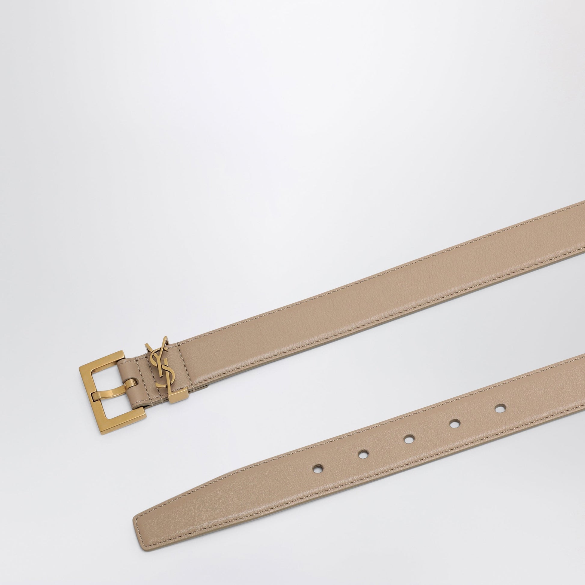 Saint Laurent Cassandre Belt In Dark Beige Women SAINT LAURENT