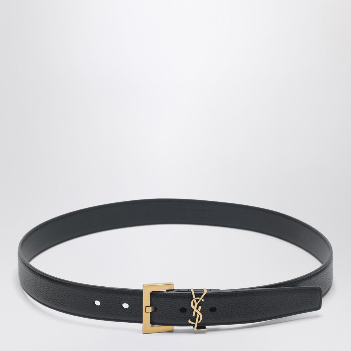 Saint Laurent Black Cassandre Belt In Grained Leather Men SAINT LAURENT