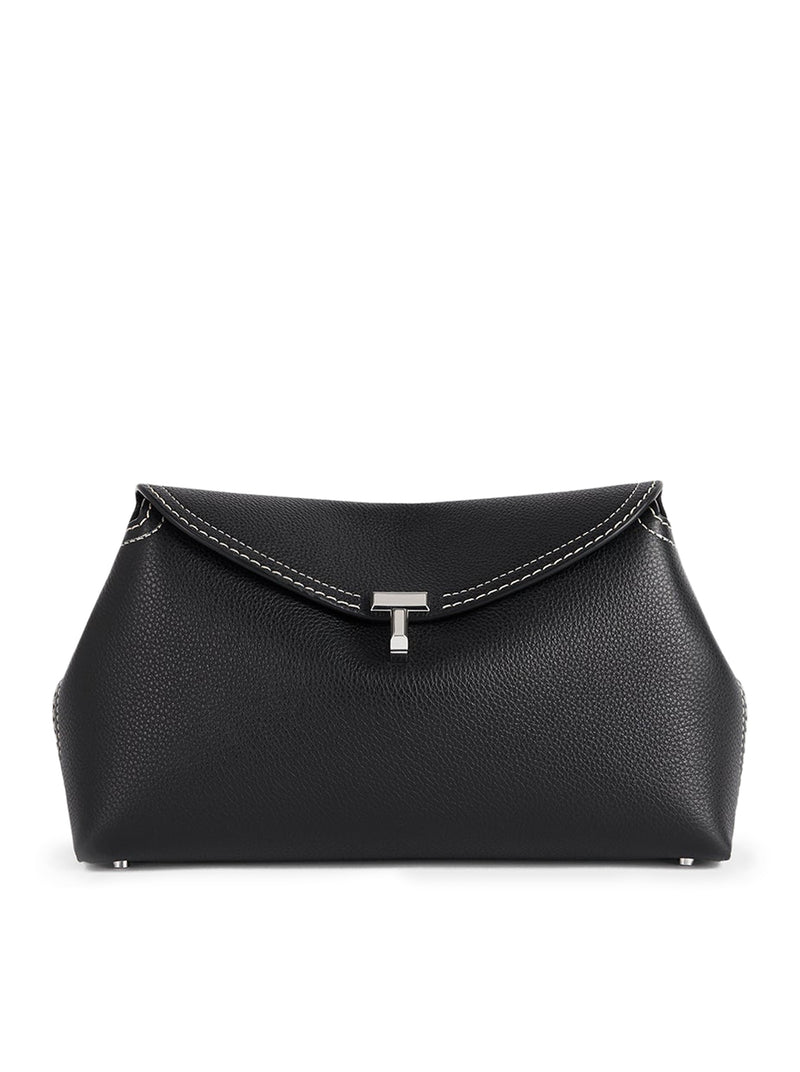 Toteme Women T-Lock Clutch Black Grain TOTEME
