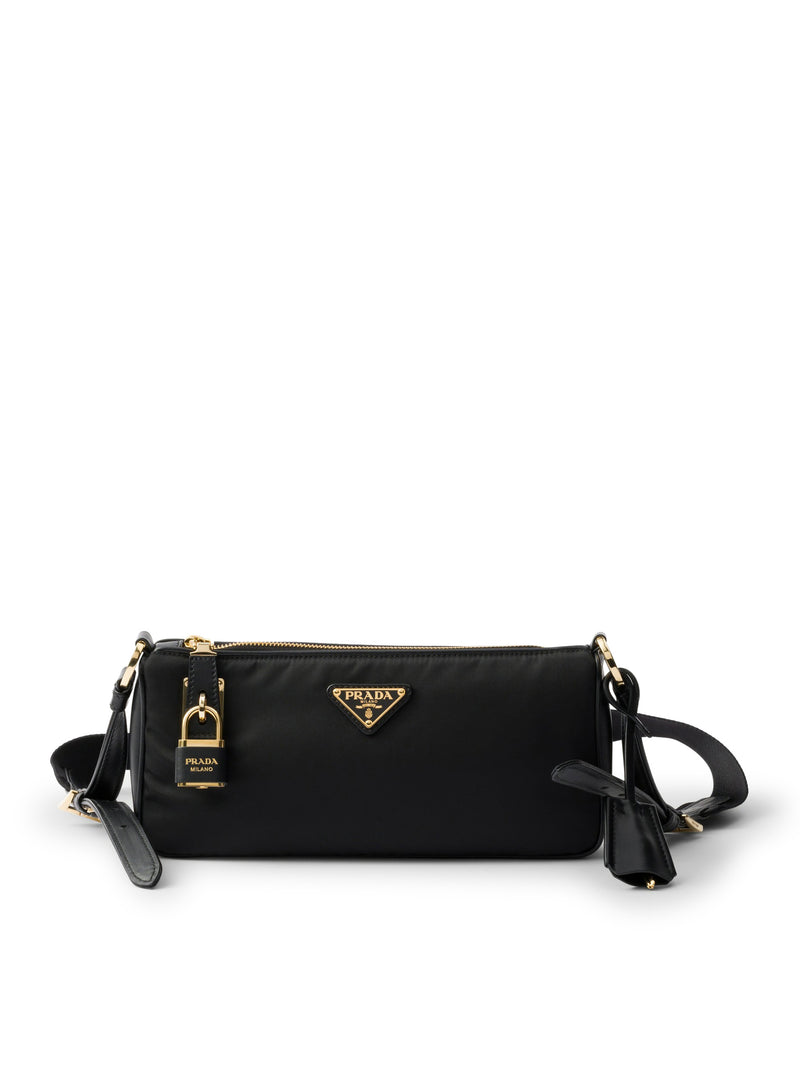 Prada Women Small Re-Nylon And Leather Shoulder Bag With Padlock PRADA