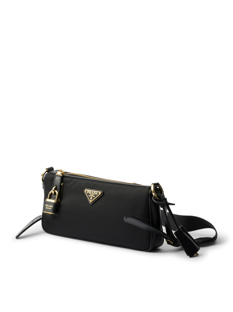 Prada Women Small Re-Nylon And Leather Shoulder Bag With Padlock PRADA