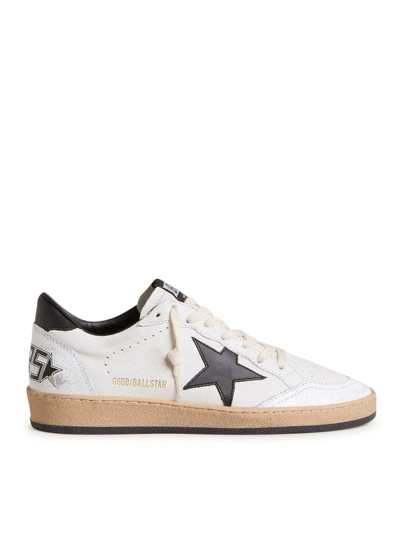 Golden Goose Deluxe Brand Women Ball-Star Sneakers In White Nappa With Black Star GOLDEN GOOSE