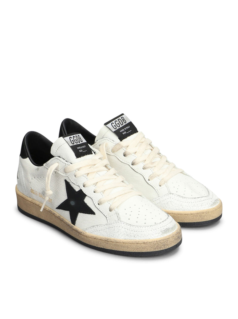 Golden Goose Deluxe Brand Women Ball-Star Sneakers In White Nappa With Black Star GOLDEN GOOSE