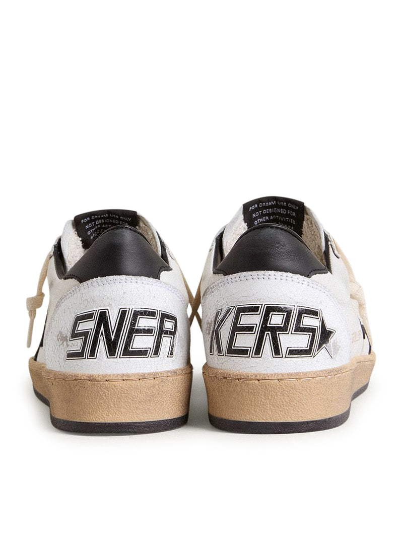 Golden Goose Deluxe Brand Women Ball-Star Sneakers In White Nappa With Black Star GOLDEN GOOSE