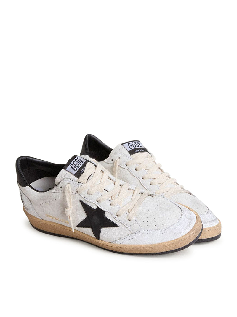 Golden Goose Deluxe Brand Women Ball-Star Sneakers In White Nappa With Black Star GOLDEN GOOSE