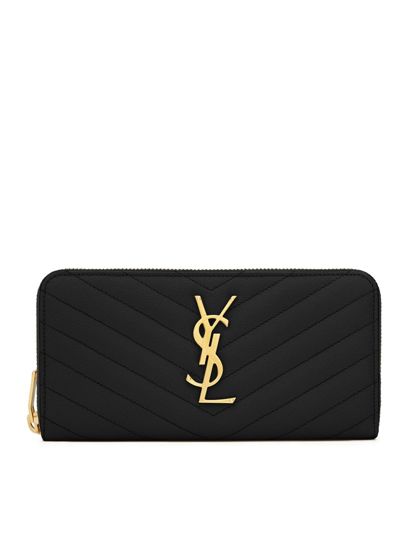 Saint Laurent Women Cassandre Matelassé Zip Wallet In Grain De Poudre Embossed Leather SAINT LAURENT