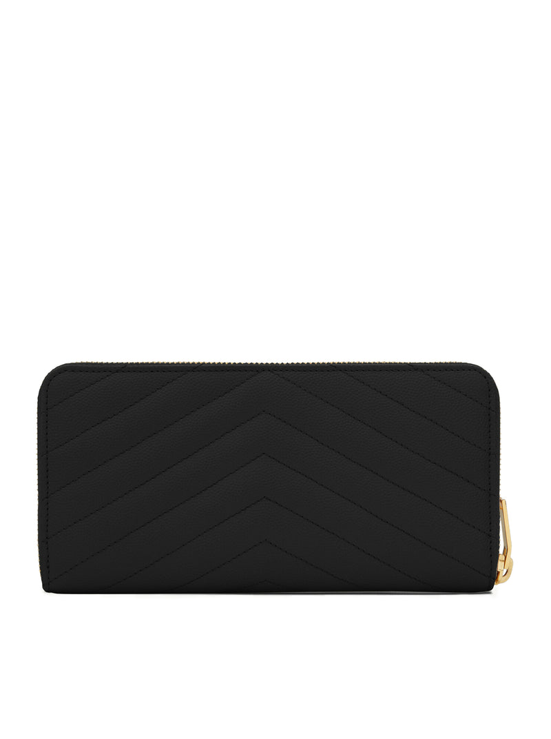 Saint Laurent Women Cassandre Matelassé Zip Wallet In Grain De Poudre Embossed Leather SAINT LAURENT