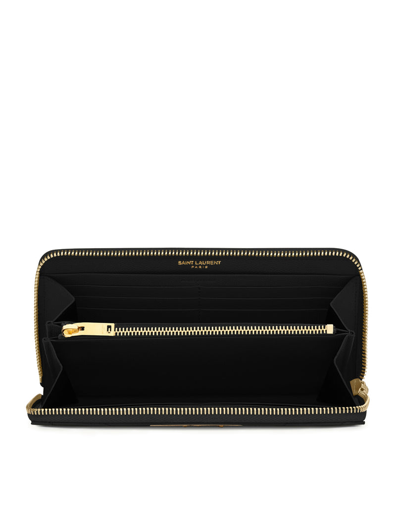 Saint Laurent Women Cassandre Matelassé Zip Wallet In Grain De Poudre Embossed Leather SAINT LAURENT