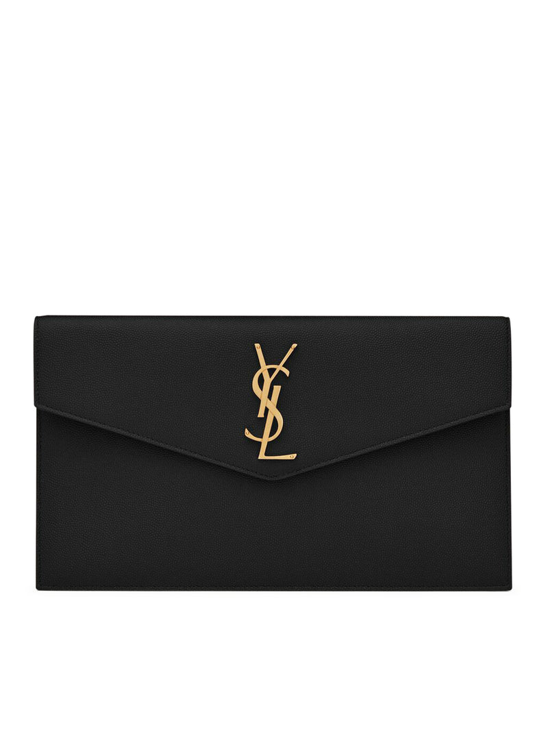 Saint Laurent Women Uptown Clutch In Grain De Poudre Embossed Leather SAINT LAURENT
