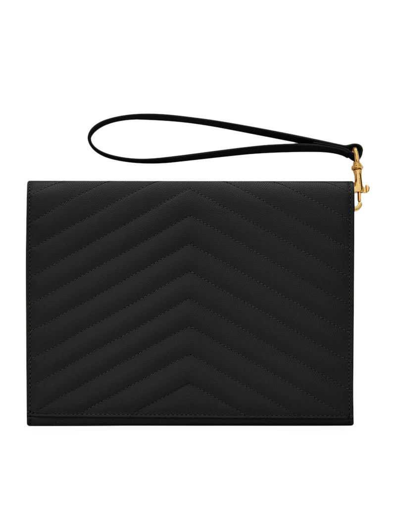 Saint Laurent Women Cassandre Quilted Flap Pouch In Embossed Powder Grain Leather Quilted SAINT LAURENT