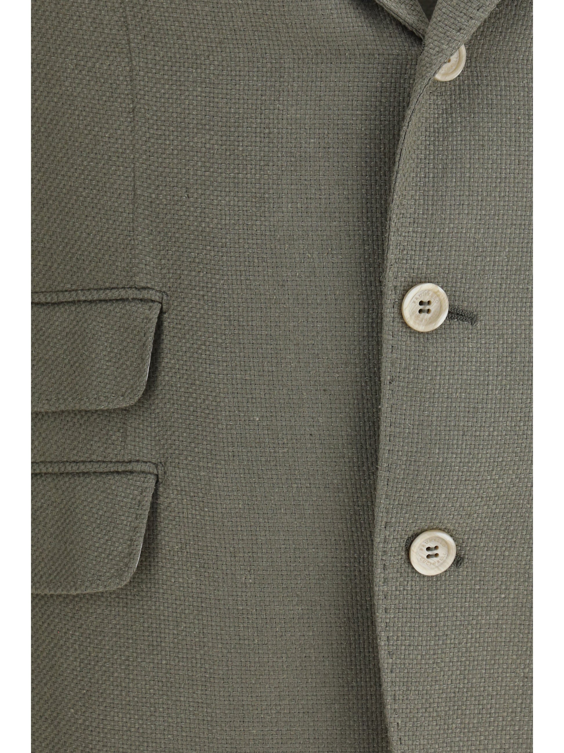 Brunello Cucinelli Men Single-Breasted Silk And Linen Jacket BRUNELLO CUCINELLI
