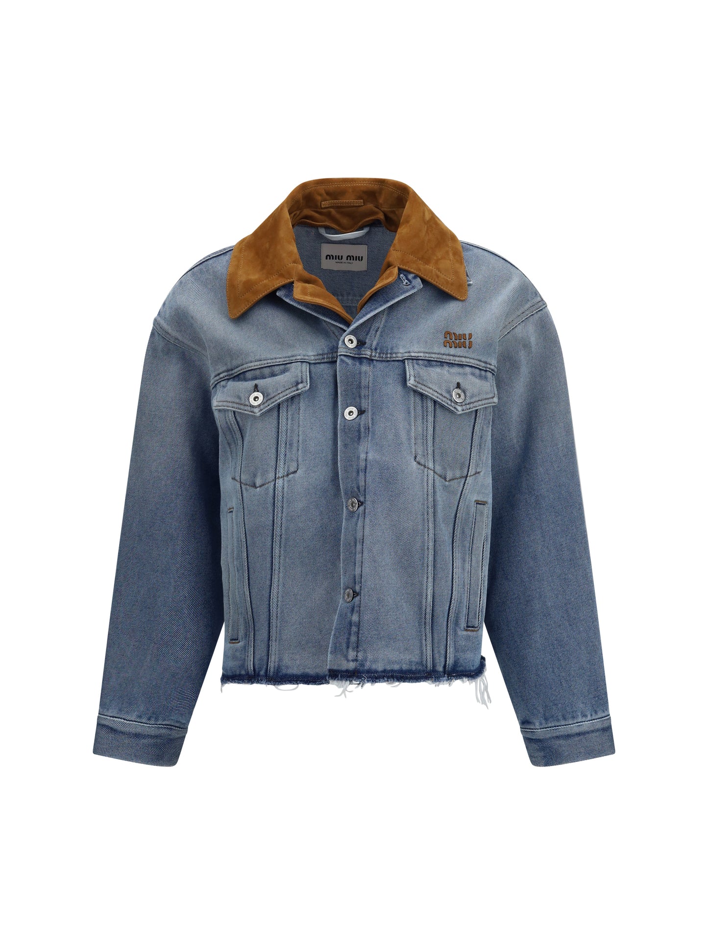 Miu Miu Women Washed Denim And Suede Jacket MIU MIU