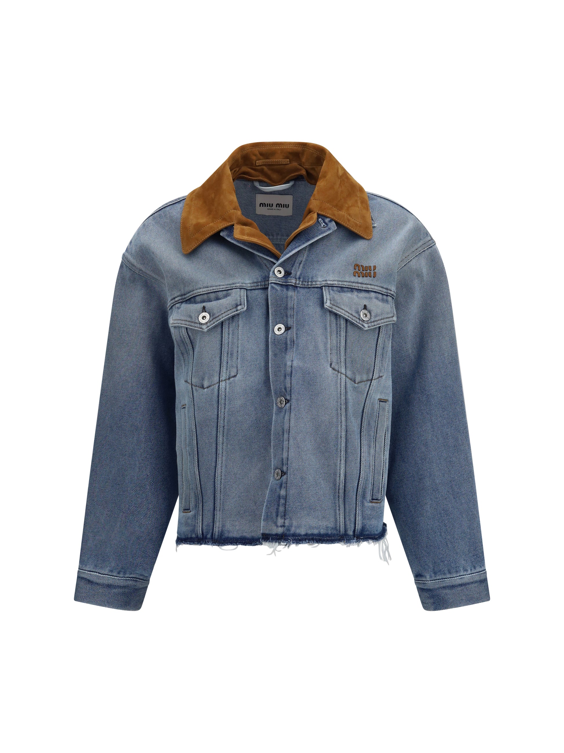 Miu Miu Women Washed Denim And Suede Jacket MIU MIU