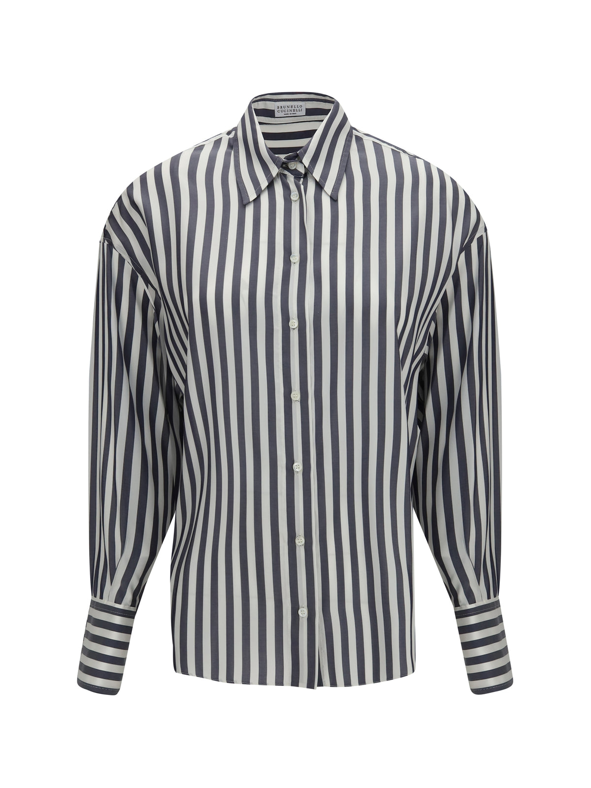 Brunello Cucinelli Women Silk Poplin Striped Shirt BRUNELLO CUCINELLI