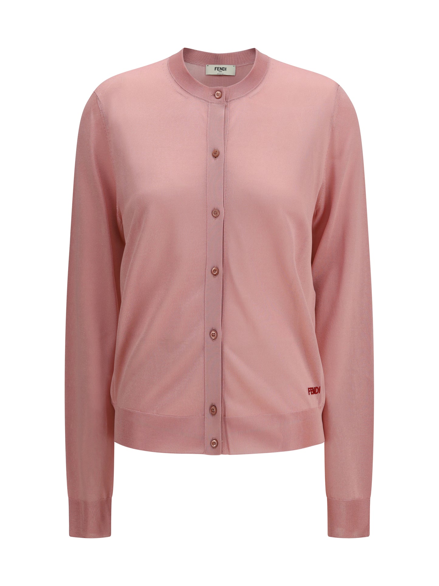 Fendi Women Cardigan Crewneck In Viscose With Embroidered Logo FENDI