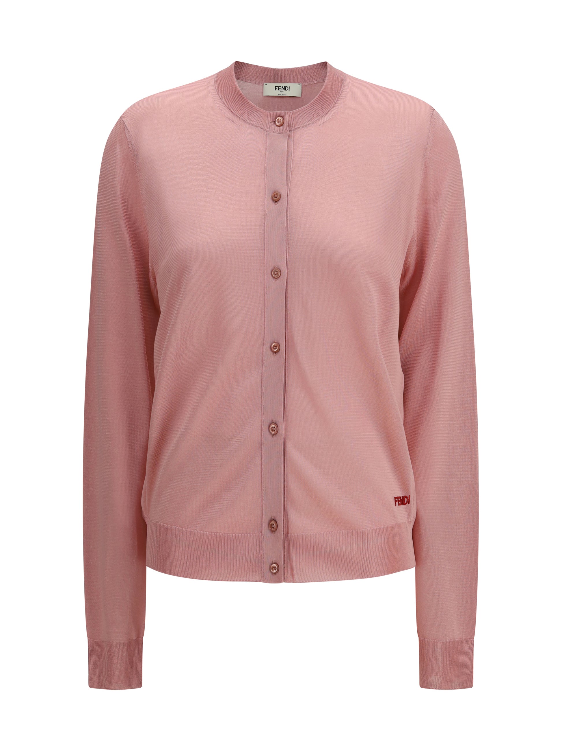 Fendi Women Cardigan Crewneck In Viscose With Embroidered Logo FENDI