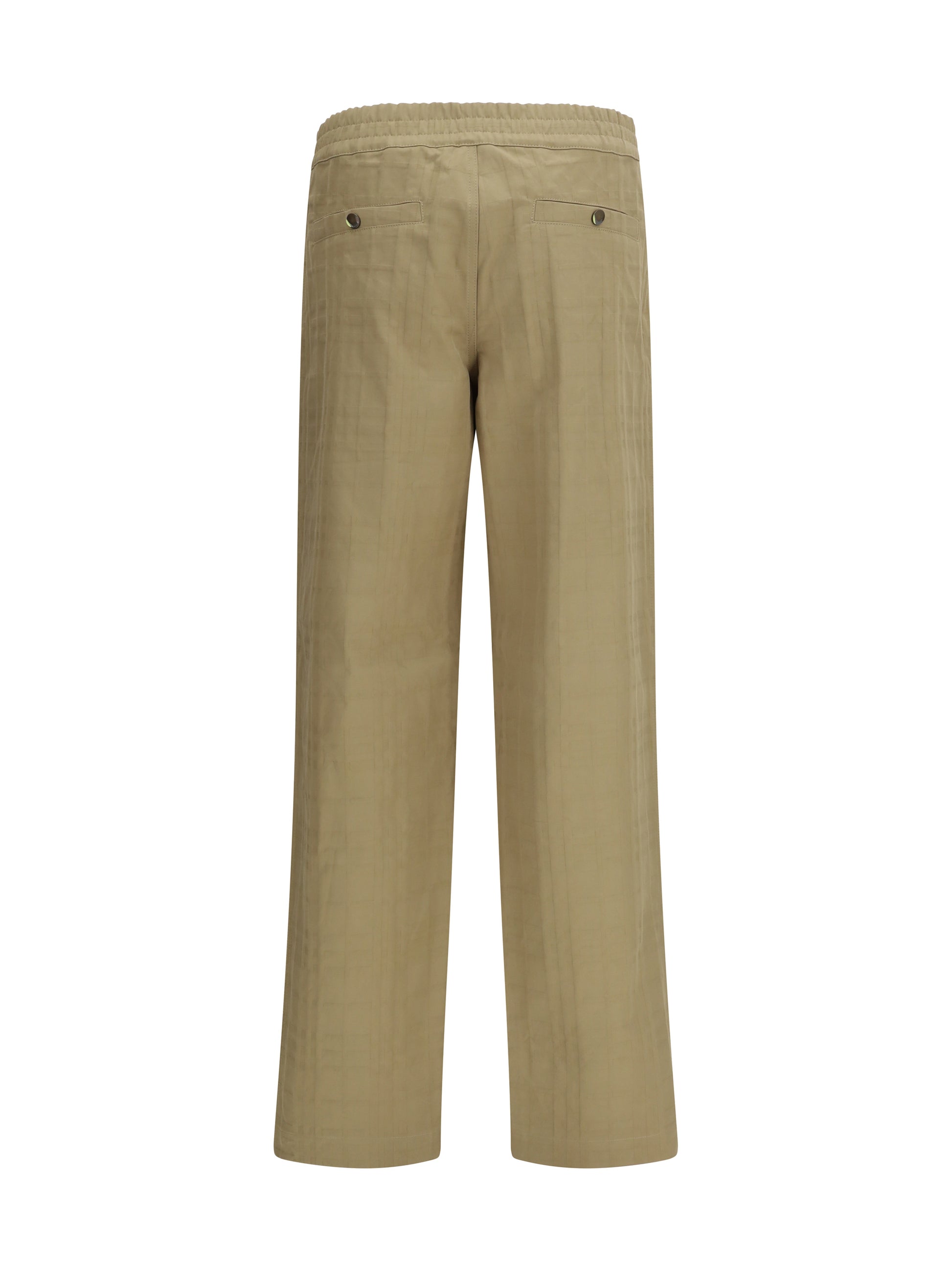 Burberry Men Textured Check Cotton Pants BURBERRY