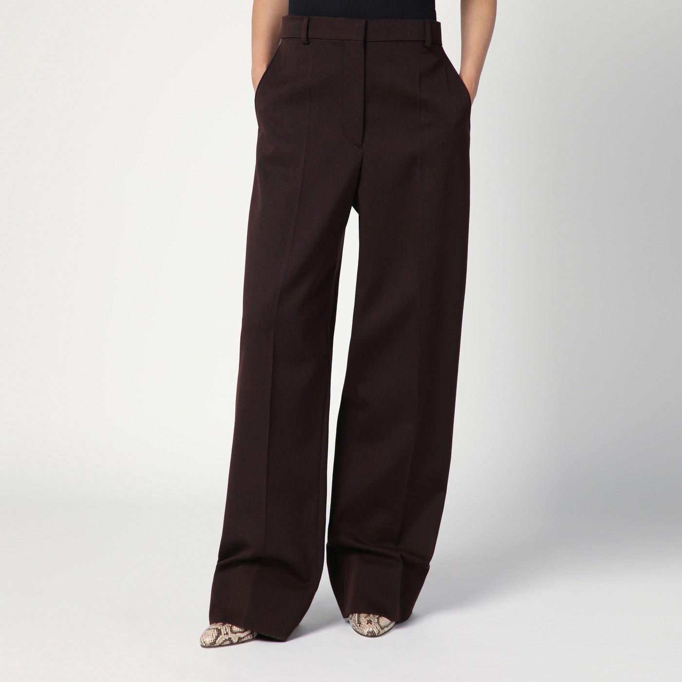 Stella Mccartney Straight Leg Trousers In Plum Wool Women STELLA MCCARTNEY