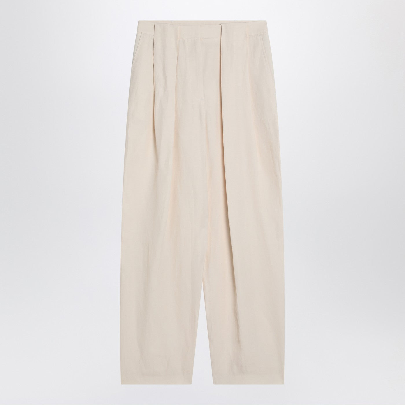 Stella Mccartney Wide Butter-Coloured Pants In Linen Blend Women STELLA MCCARTNEY