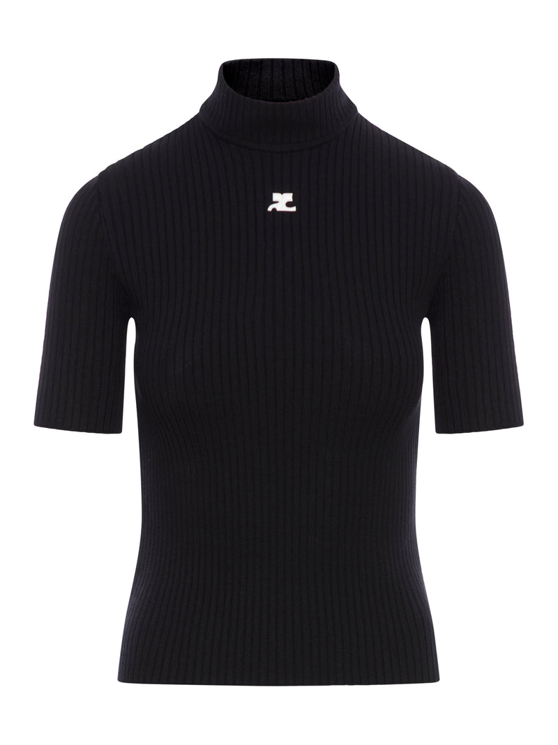 Courreges Women Reedition Short Sleeves Rib Knit Sweater COURREGES