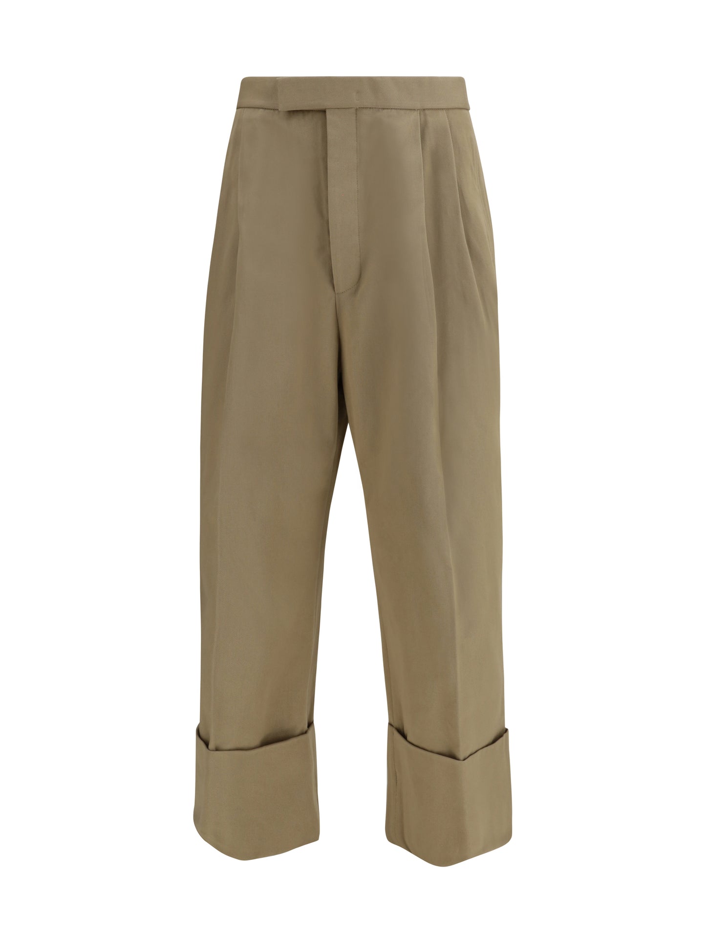 Thom Browne Men Cotton Gabardine Pants With Double Pleats THOM BROWNE