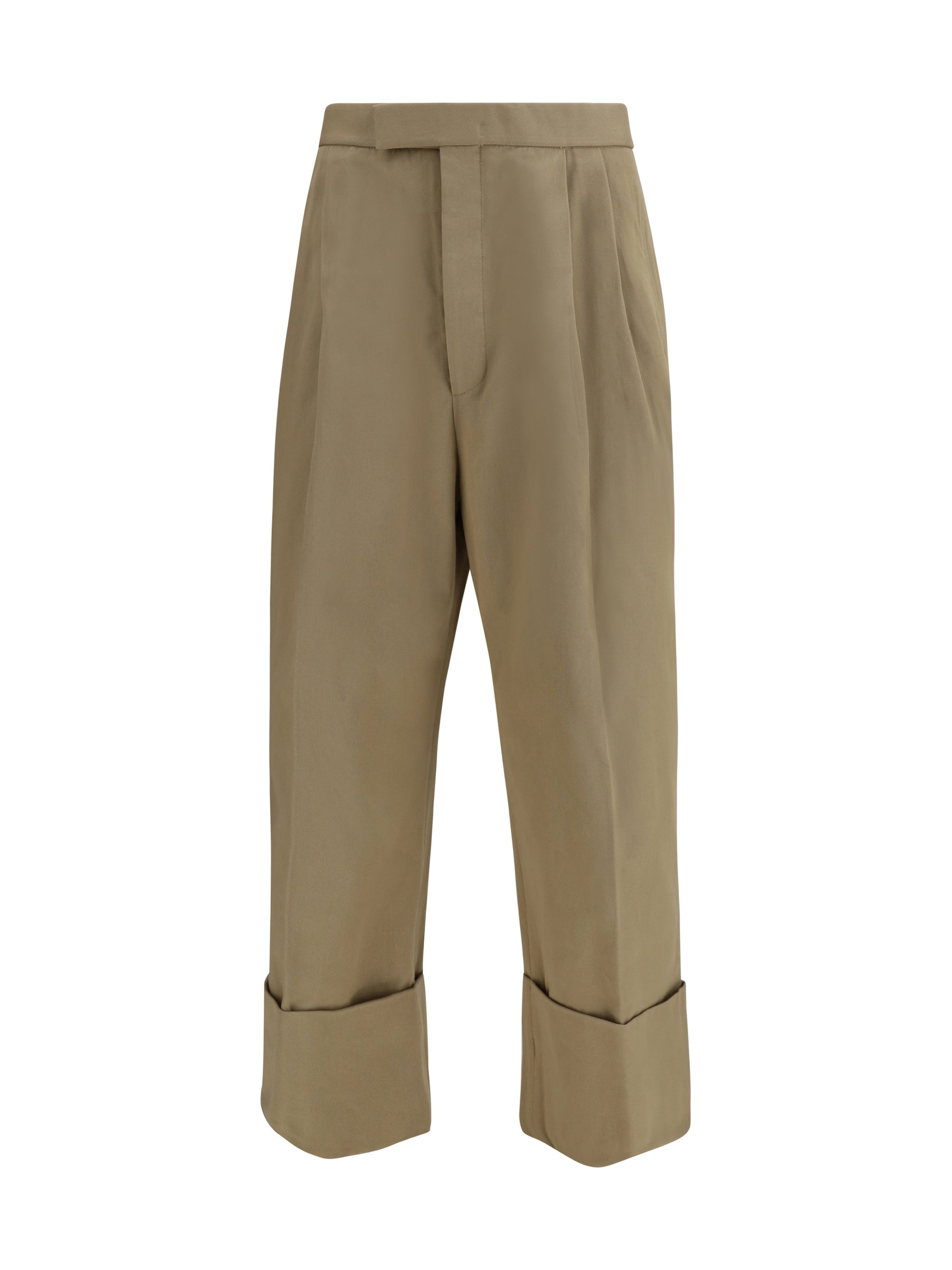 Thom Browne Men Cotton Gabardine Pants With Double Pleats THOM BROWNE
